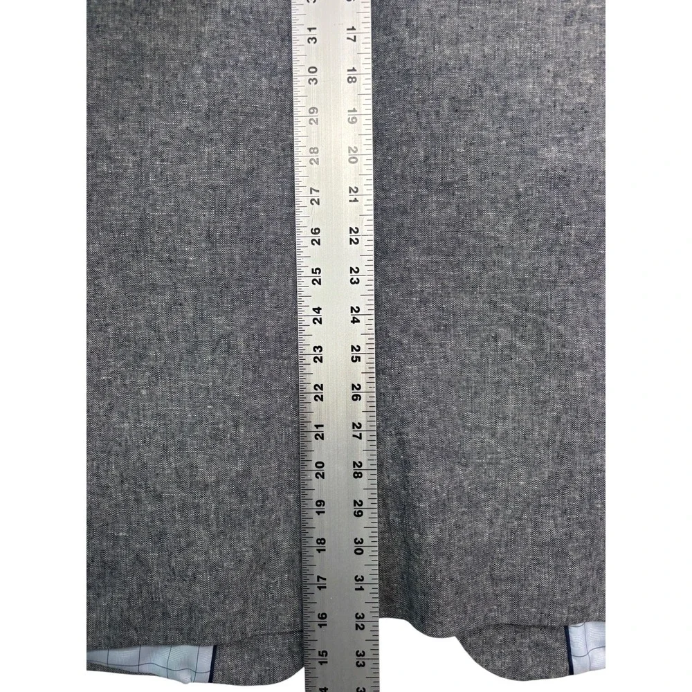 Stafford 44L Blue White Chambray Blazer Jacket Linen Cotton Sport Suit Coat